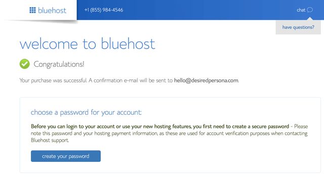 Bluehost account password
