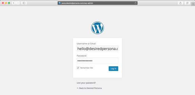 WordPress login page